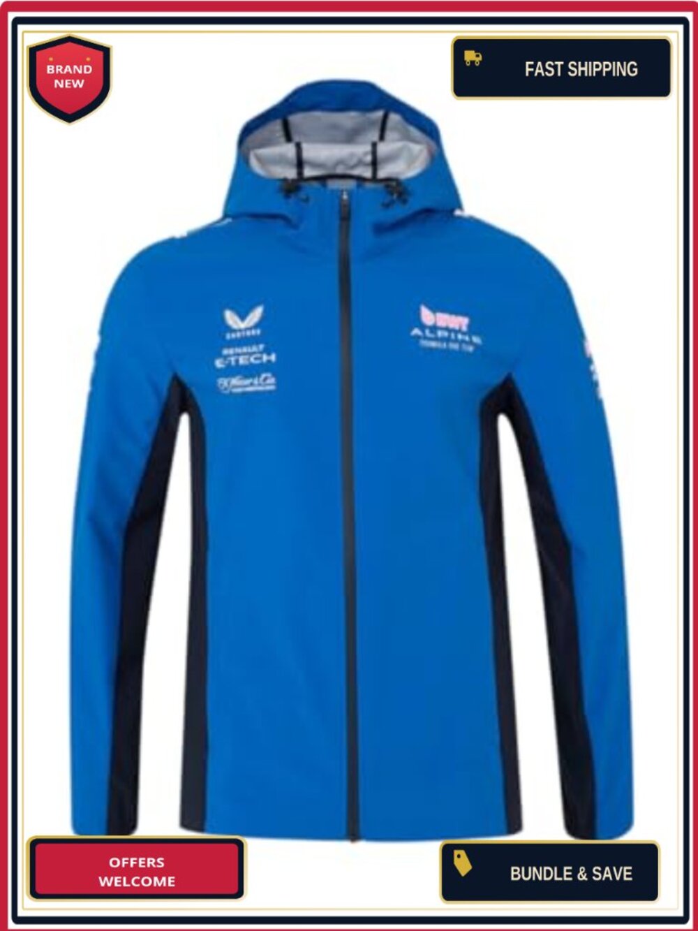 Water Resistant Polyester Rain Jacket with Hood Grand Prix Racing Fan Gear
